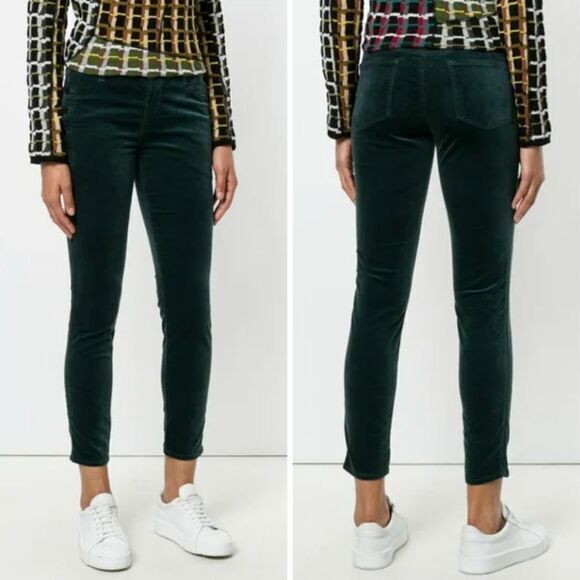 NEW J Brand Zion mid rise dark green moorland velvet skinny pants, 27‎ - Picture 1 of 15